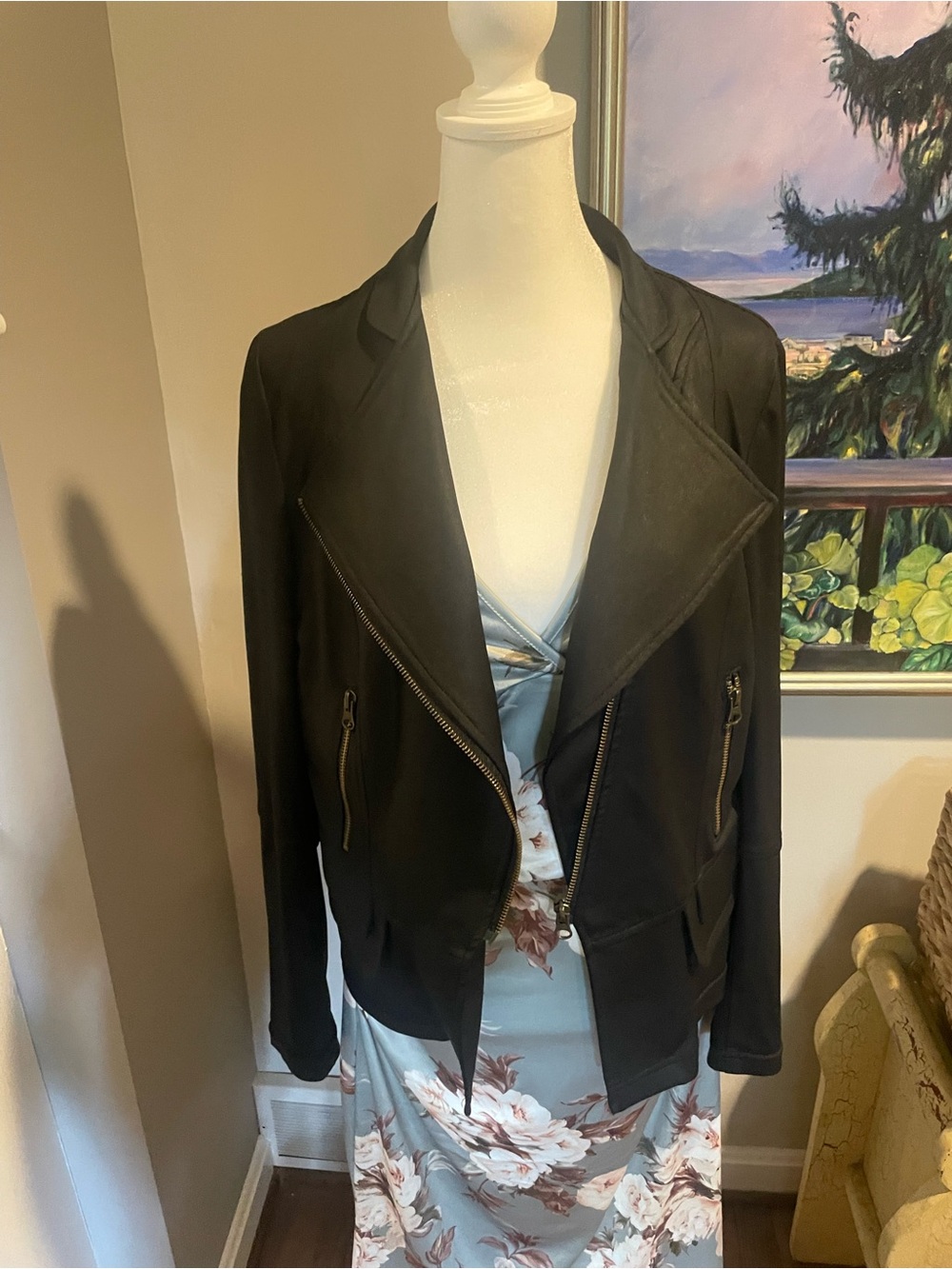 Clara Sun Woo Black Asymmetrical Zip Blazer